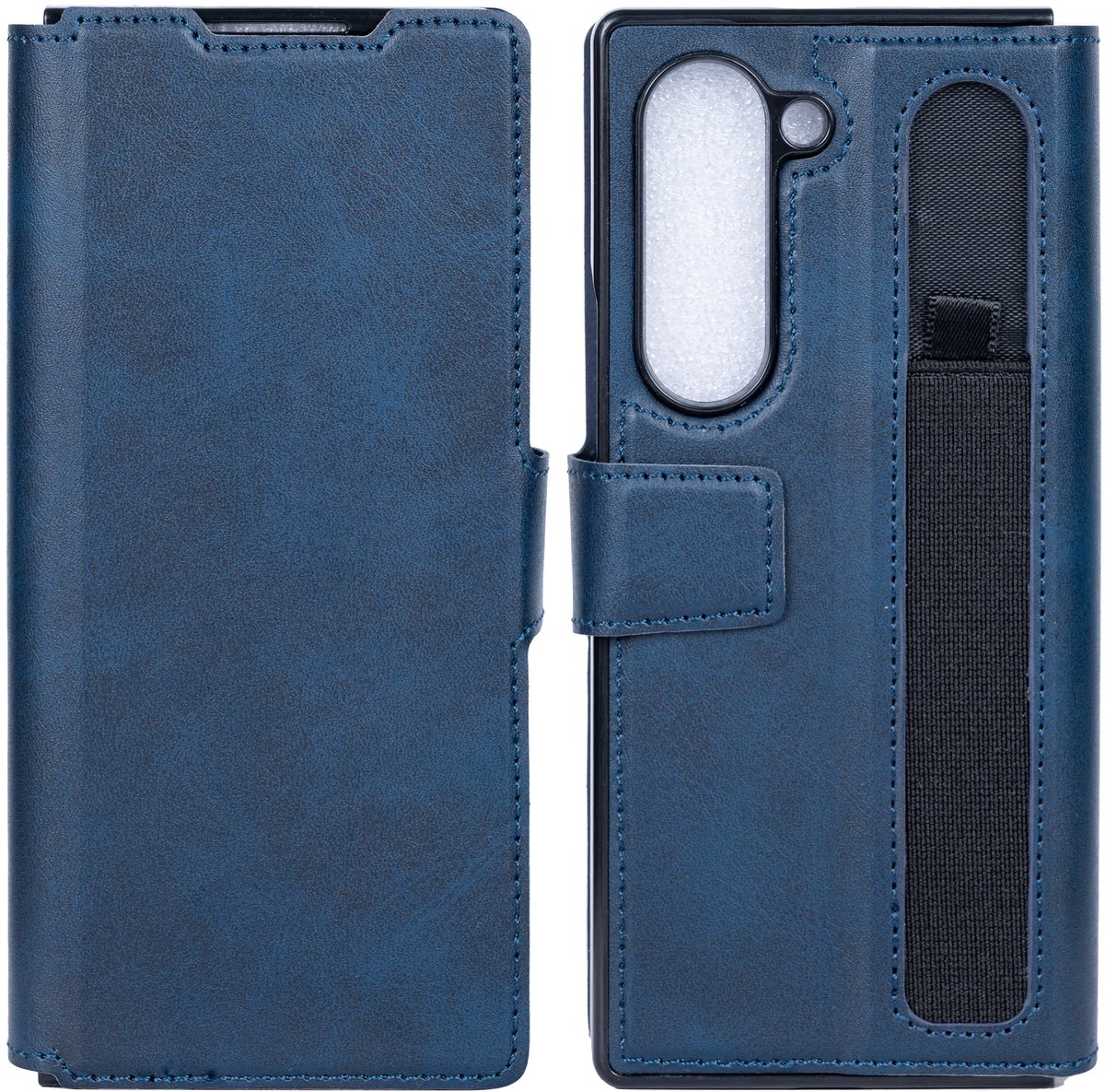 Rixus Wallet Case With Pen Holder For Samsung Galaxy Z Fold6 Blue