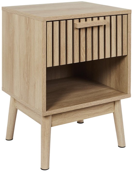 MISOU Klaus Nachtkastje - Met Lade - Wandkast - Hout - Bruin - Ladekastje - Slaapkamer - Dressoir - Hal - 40x35x55cm