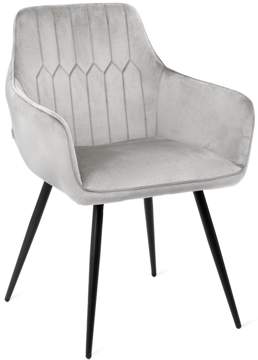 HOMLA - Chair - ETIENNE - Velour Light Grey - 56x61x86 cm