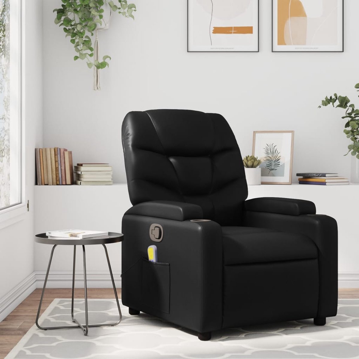 vidaXL Massagestoel - van - zwart - kunstleer
