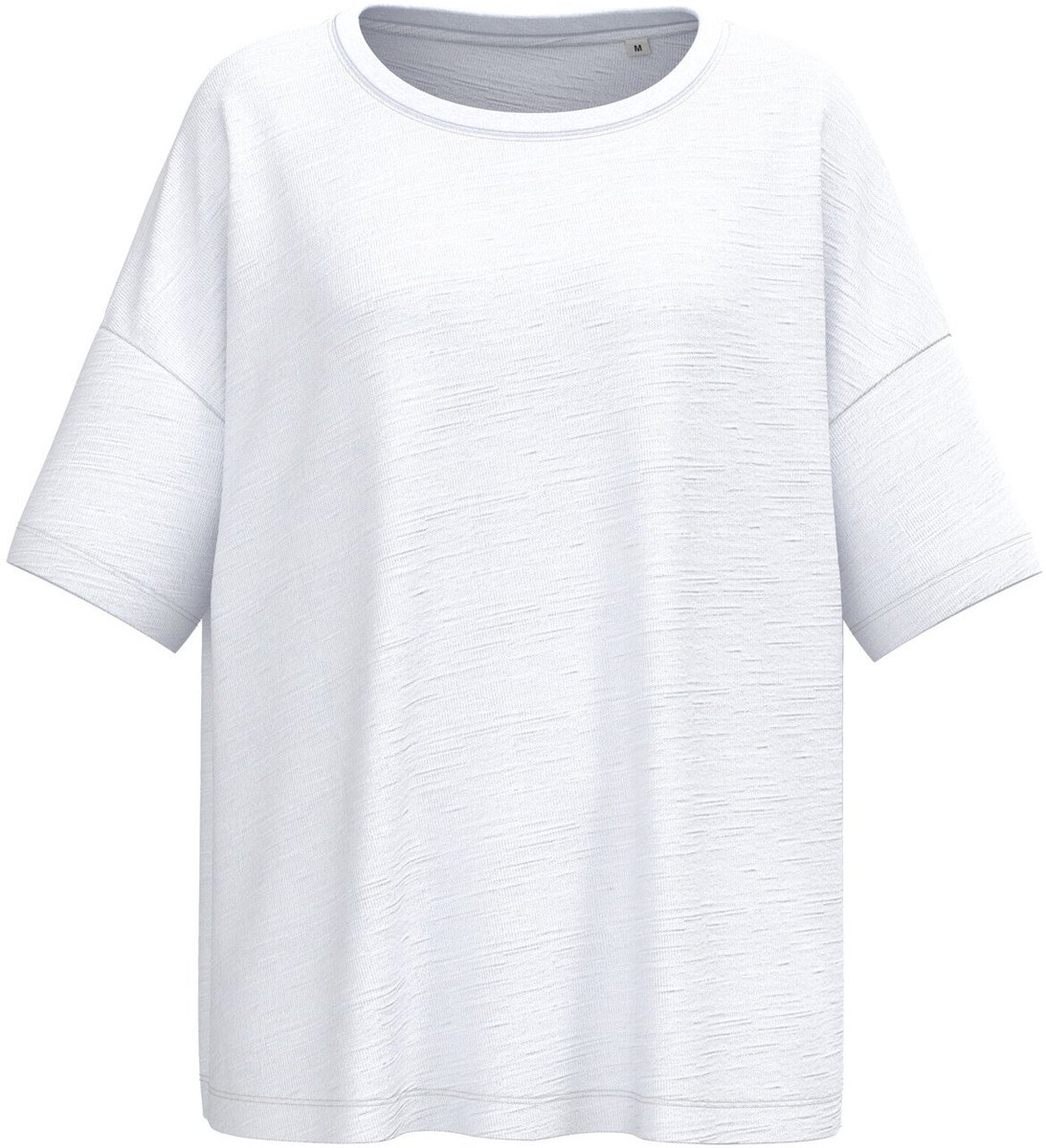Spasso Ecologisch oversized dames slub-T-shirt met afhangende schouders SP304 - White - XL