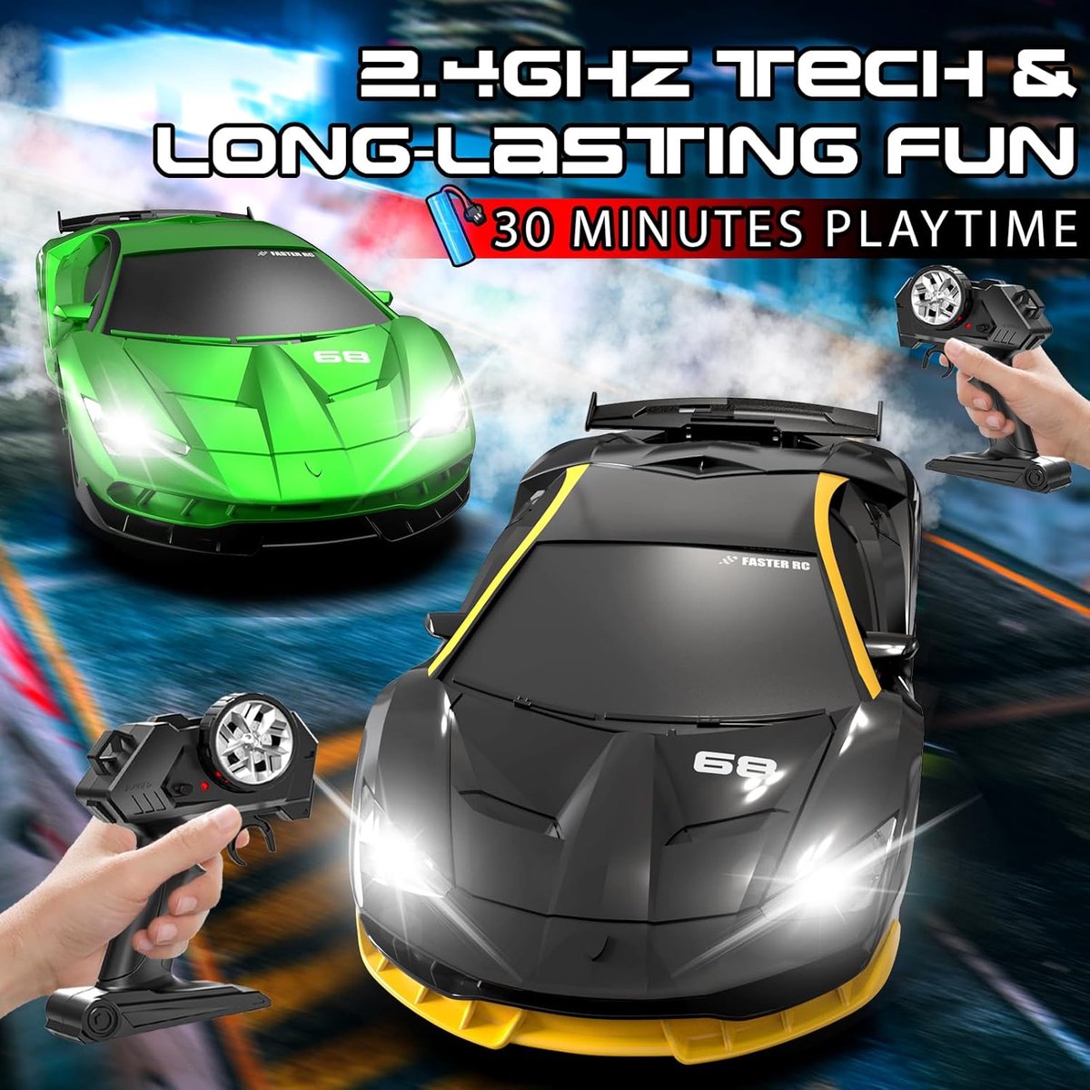 PolkaHome RC Drift Auto 1:24 – Afstandsbestuurbare RC Auto – 4WD – 2 Accu’s – 20 km/h — afbeelding 7