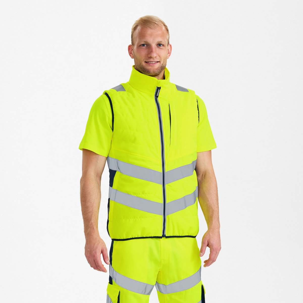 Engel Safety gewatteerd bodywarmer 5159-158 - Hi-vis Yellow / Blue Ink - 3XL