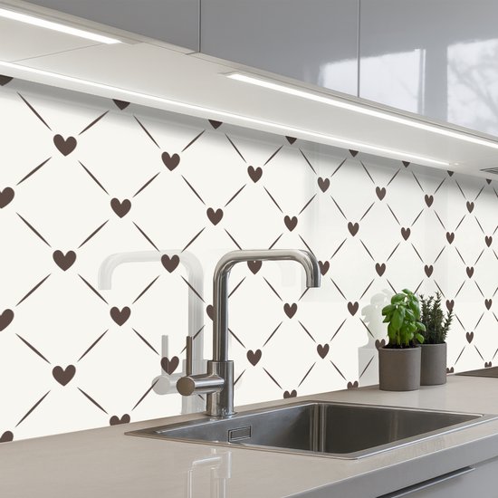 Keuken achterwand 200x60 cm - Spatscherm zelfklevend Design - Geometrie - Patroon - Hart - Muurbeschermer - Spatwand fornuis