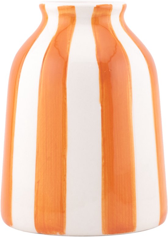 HomeBound by KY | Vaas keramiek striped oranje | bloemenvaas
