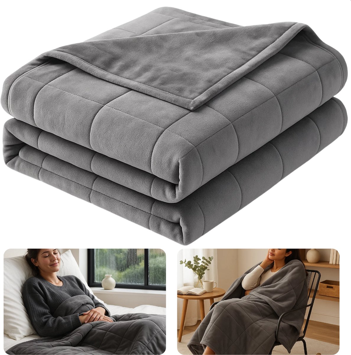 Cheqo® Verzwaringsdeken 6KG - Weighted Blanket 6KG - Verzwaarde Deken - 150X200CM - Katoen Polyester - Glasparels Vulling - Diepe Ontspanning - Comfort - Diepe Druk Stimulatie - Slaap Verbetering - Eenpersoons Deken