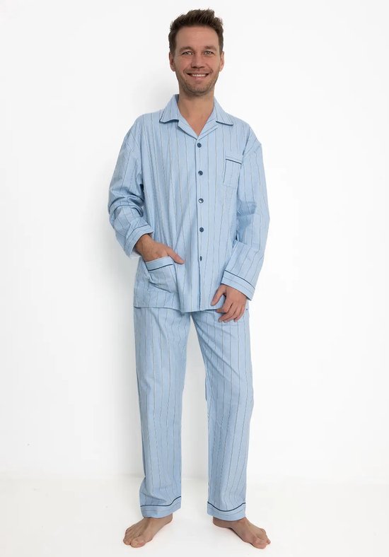 Outfitter katoenen heren pyjama Doorknoop Knoopsluiting XXL