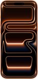 Face avant de l'iPhone orange avec un design d'écran fluide abstrait orange et noir.