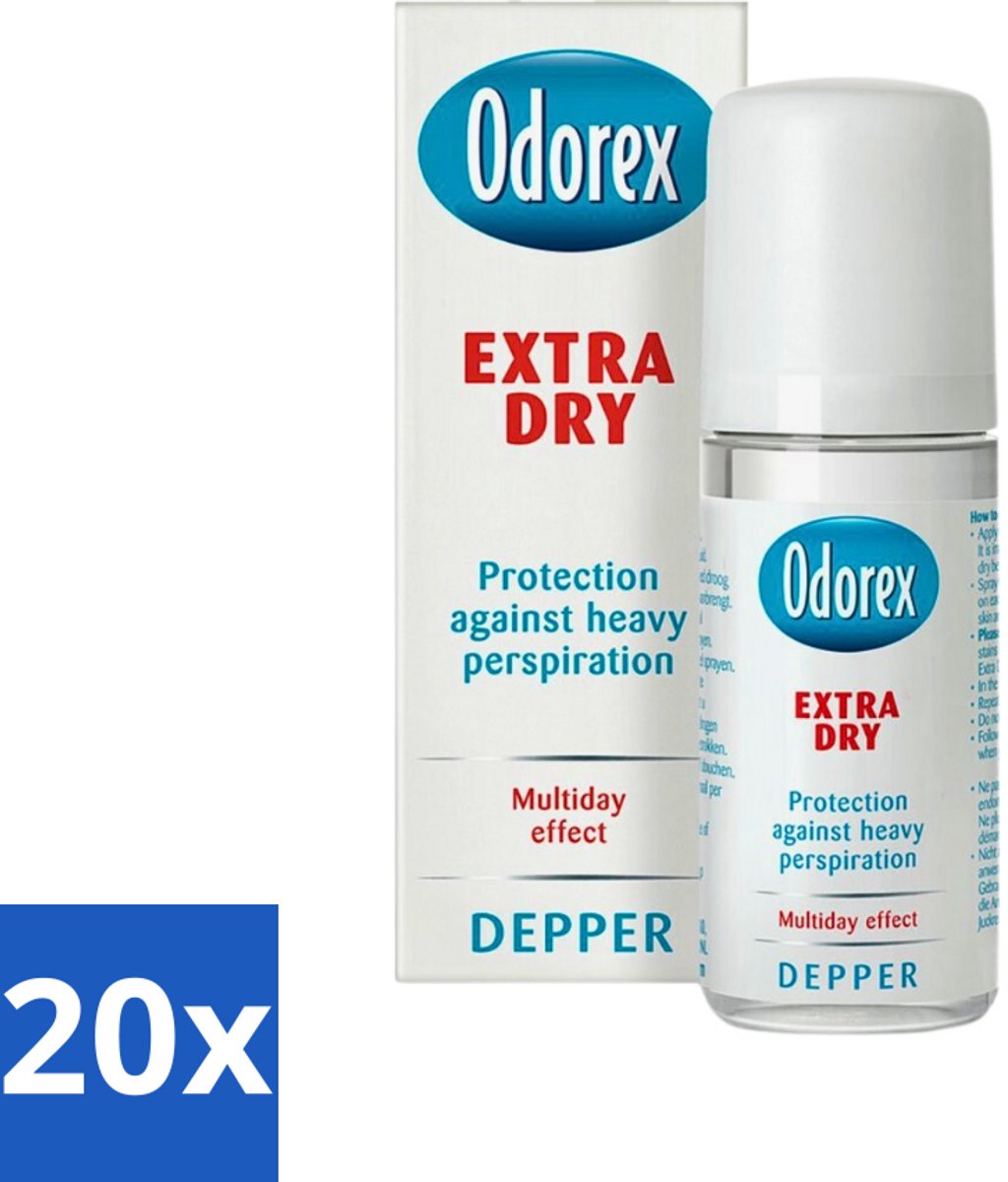 20 x Odorex Depper - Deodorant Roller - Extra Dry - Krachtige Bescherming - 50 ml - Extra Dry - Overmatig Zweten - Droge Oksels - Deodorant Roller - Krachtige Bescherming