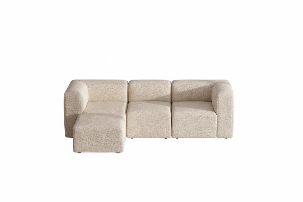 Cubic M bank met chaise longue rechts of links gedraaid beige.