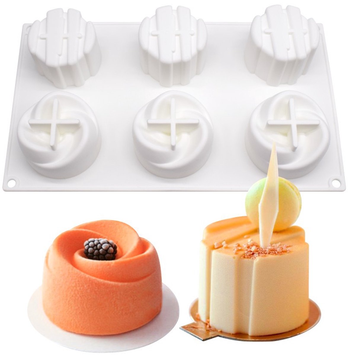 Cake jelly pudding snoep chocolade siliconen mal, 6 gaten 2 in 1 godin
