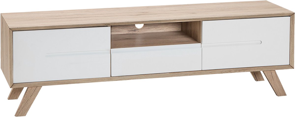 Beliani FORESTER - TV-meubel - Lichte houtkleur - MDF Wit