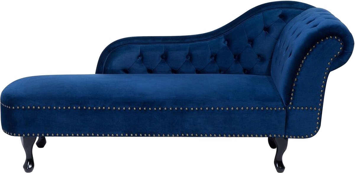Beliani NIMES - Chaise longue - Marineblauw - Rechterzijde - Fluweel