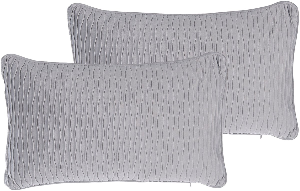 Beliani MOTARI - Sierkussen set van 2 - Grijs - 30 x 50 cm - Polyester