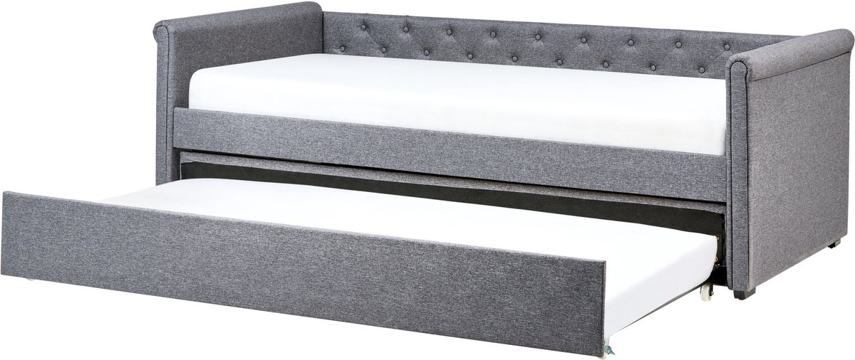 LIBOURNE - Onderschuifbed - Donkergrijs - 90 x 200 cm - Polyester
