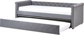 BELIANI LIBOURNE - Onderschuifbed - Donkergrijs - 90 x 200 cm - Polyester