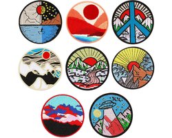 Opstrijkbare patches, verpakking van 8 jeanspatches om op te strijken, binnenin, strijkstickers, geschikt voor jeans, kleding, broek, jas, T-shirt, tas, patches voor jas