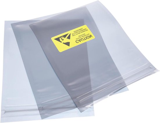PYEUIFT Antistatische Zakjes 20x30 Cm – 30 Stuks Met Waarschuwingsstickers Voor Moederborden, Harde Schijven En Elektronica