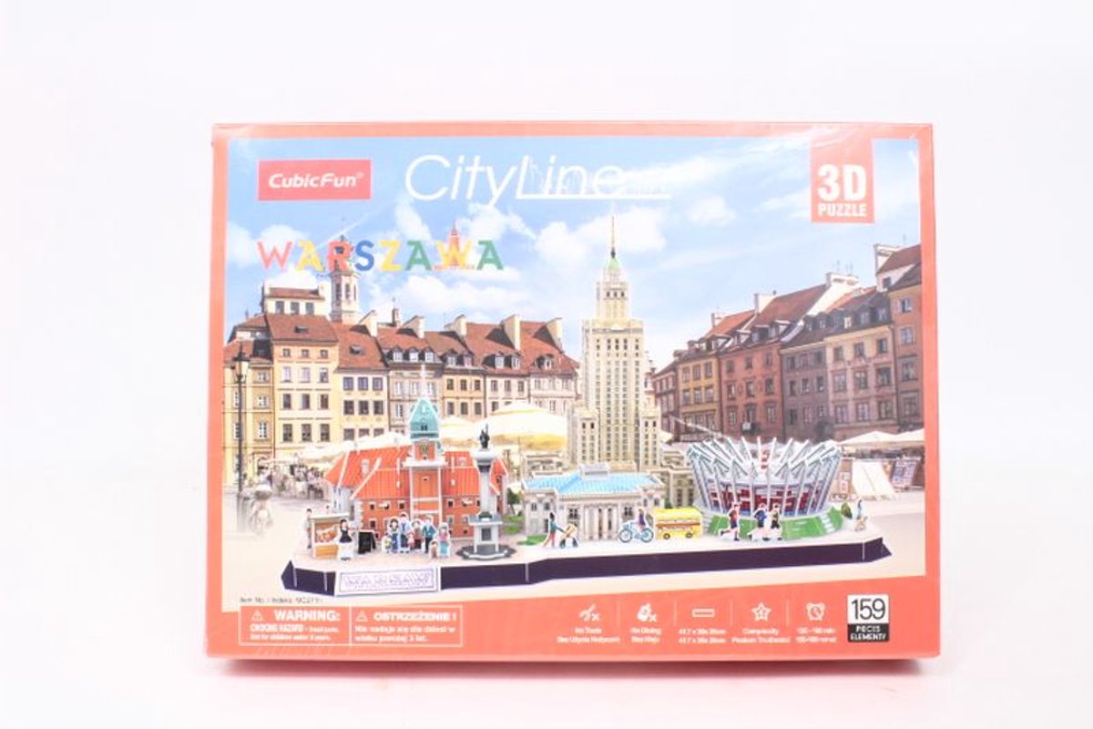 Cubic Fun City Line – 3D Puzzelmodel – 126 Onderdelen – Panorama van Warschau – Zonder Lijm