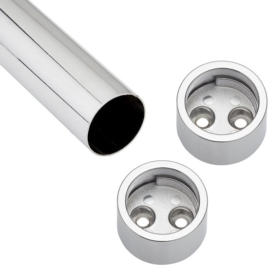 SOTECH 3 stuks Kledingroede 2000 mm ROUND 25 mm roestvrij staal met 6 stuks garderobestanglager TUBE/garderobebuis roestvrij staal