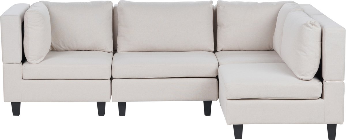 UNSTAD - 4-zitsbank modulair - Lichtbeige - Linkszijdig - Polyester
