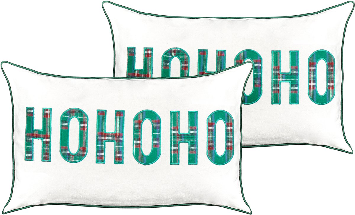 Beliani JOYCANDY - Sierkussen set van 2 - Wit - 30 x 50 cm - Katoen