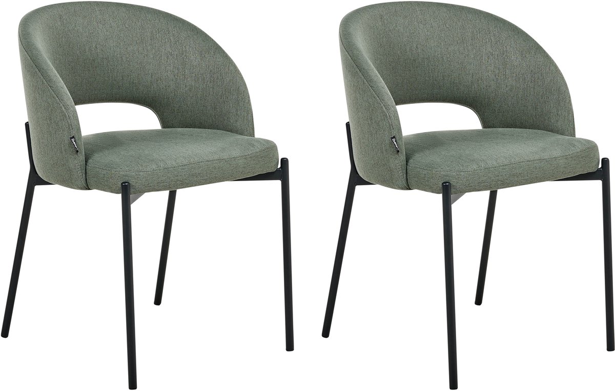 PENNY - Eetkamerstoel set van 2 - Donkergroen - Polyester