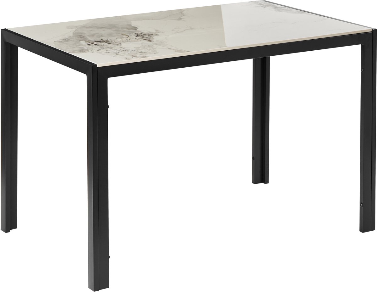 Beliani CLARENCE - Eettafel - Wit/Zwart - 120 x 70 cm - Hout