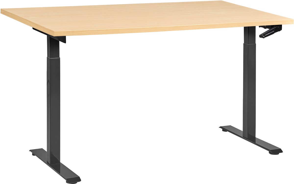 Beliani DESTINES - Sta-bureau - Zwart/Lichtbruin - 160 x 72 cm - Vezelplaat