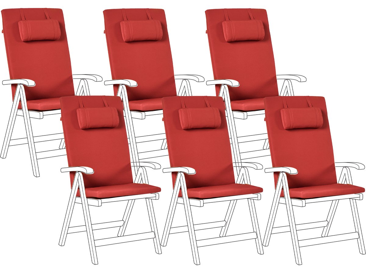 TOSCANA /JAVA/AMANTEA - Tuinkussen set van 6 - Rood - Polyester