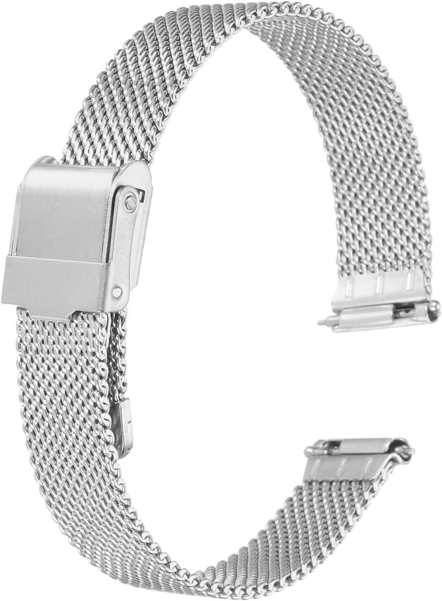 Allecto plus - 316L roestvrijstalen mesh horlogeband - Verstelbare metalen horlogeband - Unisex - Zilverkleurig - 13mm - Snelsluiting.