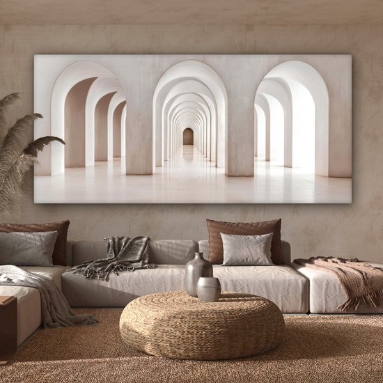 Peinture sur toile 200x100 cm - Décoration murale Hall - Arches - Symétrique - Moderne - Décoration murale salon - Décoration chambre - Accessoires chambre - Peintures sur toile