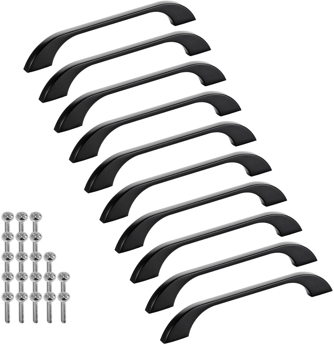 SOTECH 10 stuks meubelgrepen BLACKLINE XIII BA 128 mm mat zwart (lengte 167 mm, breedte 10 mm, hoogte 25 mm) aluminium ladegrepen vitrinekastgrepen