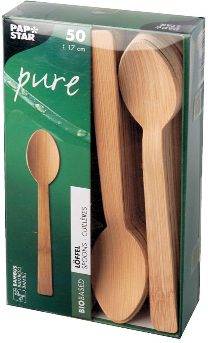PAPSTAR bamboe lepels 170 mm, biologisch afbreekbaar, 50 stuks
