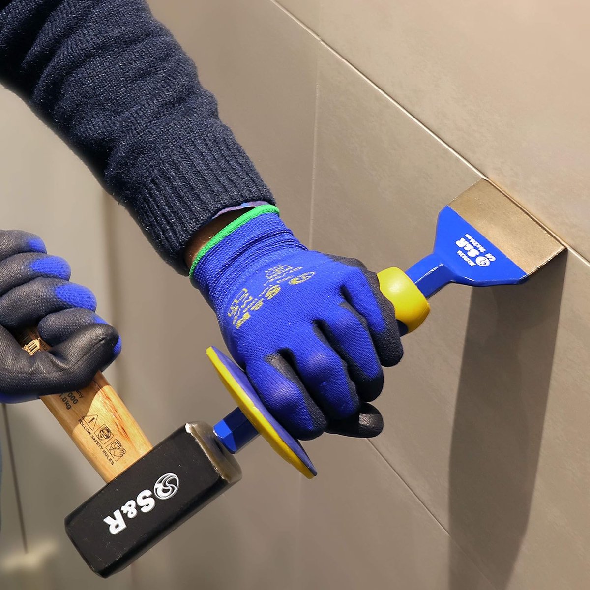 Tegelbeitel 216 x 76 mm van Chroom-Vanadium Staal met Handbescherming voor Metselwerk