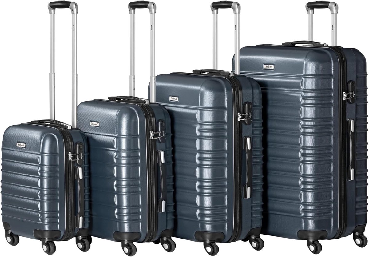 4-delige Kofferset met Cijferslot en Dubbele Wielen – Handbagagekoffer S, M, L, XL