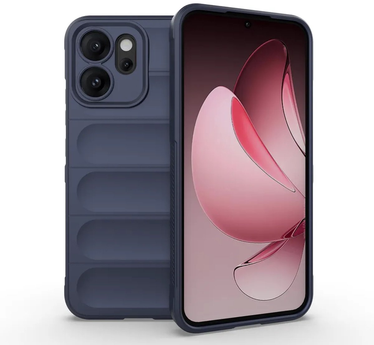 MobyDefend Hoesje - Geschikt voor Oppo Reno14 - TPU Gripcase - Blauw