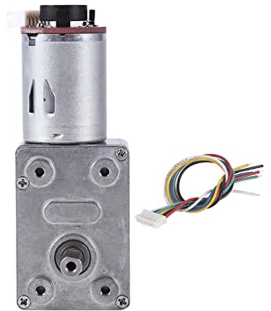 Moteur à engrenages à vis sans fin DC 12 V, Gearbox à Torque élevé avec encodeur, robuste, à fermeture automatique, arbre de sortie de 6 mm (20 tr/min)
