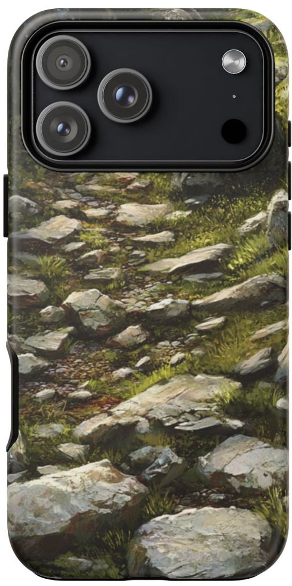 Rotsachtig Natuurpad met Groen – Telefoonhoesje Geschikt voor iPhone 17 Pro Max