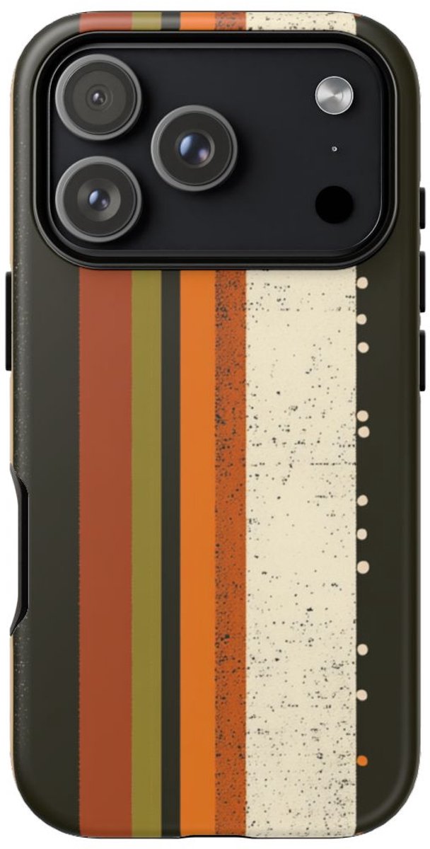 Retro Verticale Strepen en Stippenpatroon – Telefoonhoesje Geschikt voor iPhone 17 Pro