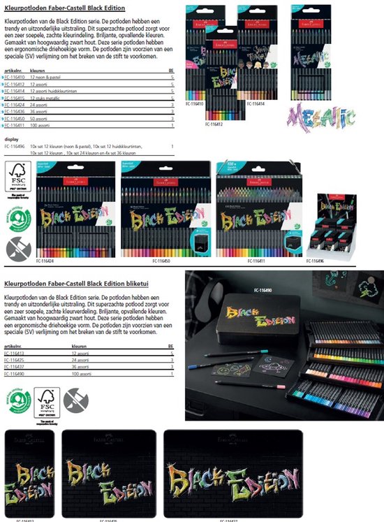 Faber-Castell Black Edition kleurpotloden - 12 stuks - huidskleurtinten - FC-116414