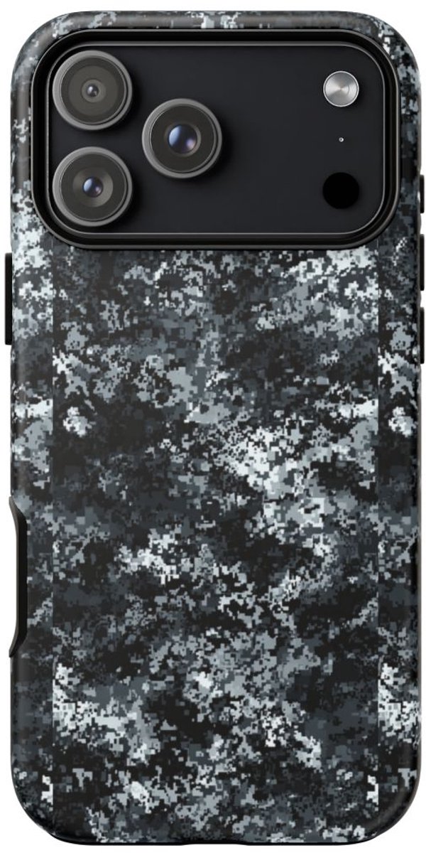 Digitale Grijze Camouflage – Mat Hoesje Geschikt voor iPhone 17 Pro Max