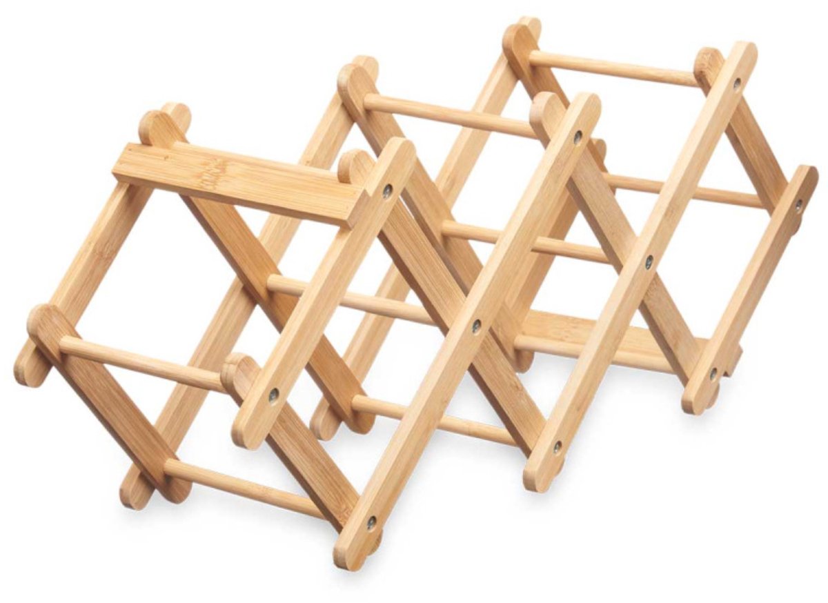 Kinvara Wijnrek - 5 flessen - bamboe hout - 15 x 29 x 8 cm - flessenrek - opvouwbaar