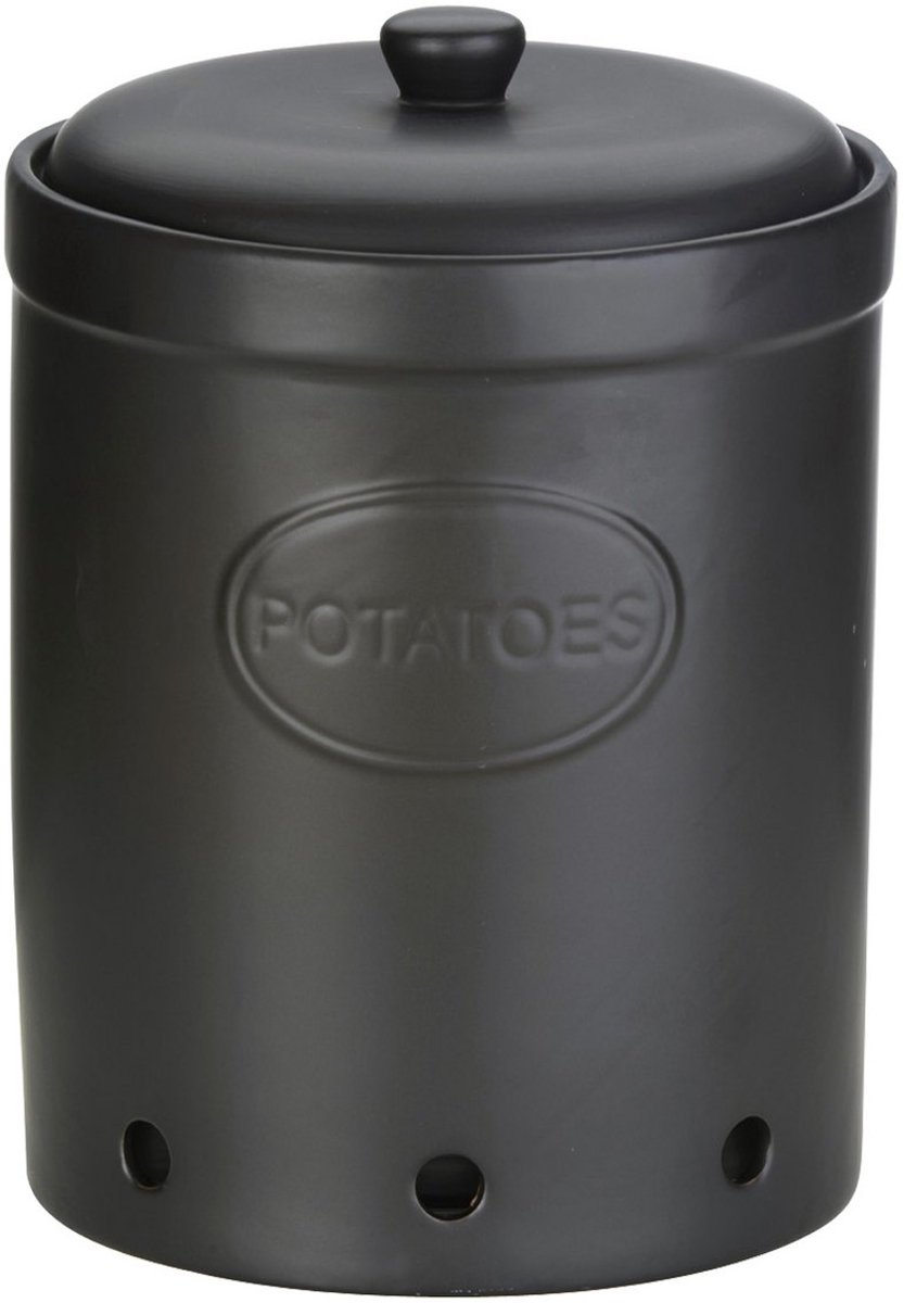 Bia collectie zwart stenen matte voorraadpot voor Aardappelen 23 x 32 cm Storage jar in Matte Black for Potatoes