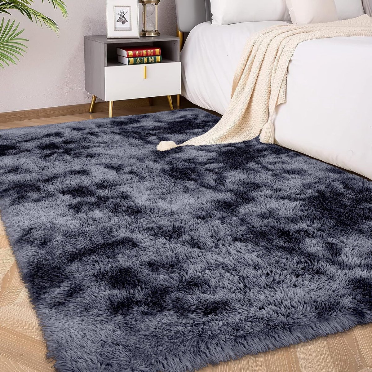 Vloerkleed - Zacht Hoogpolig - voor Woonkamer en Slaapkamer - Zwart 240x300cm