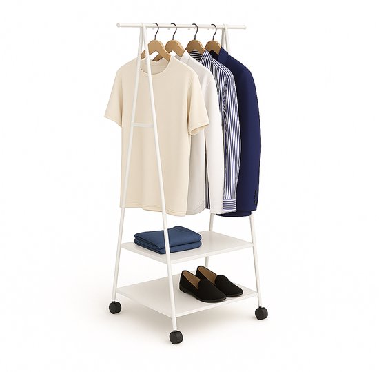 Portant Vêtements Sur Roulettes Gris – Tringle Métal – Occasion