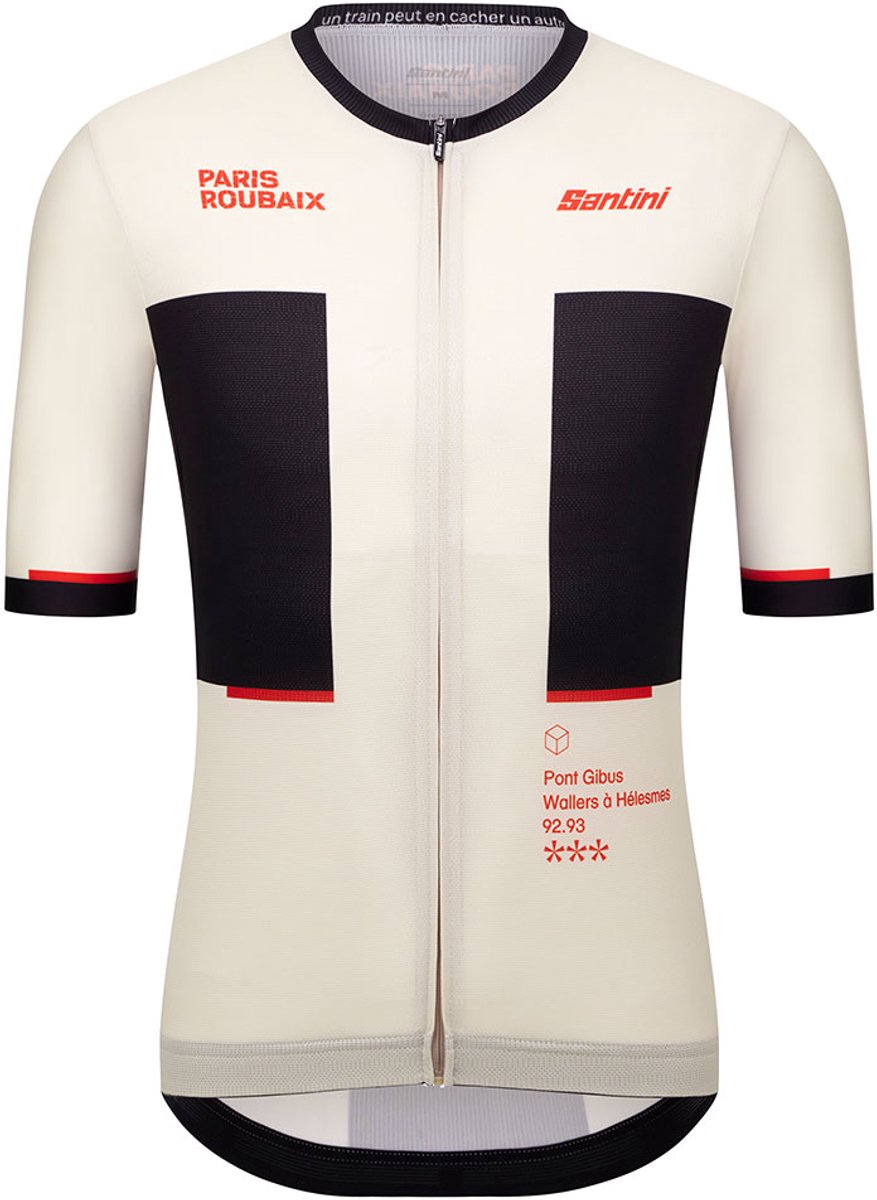 Santini Paris-roubaix 2025 Korte Mouw Wielertrui Beige 4XL Man,Vrouw
