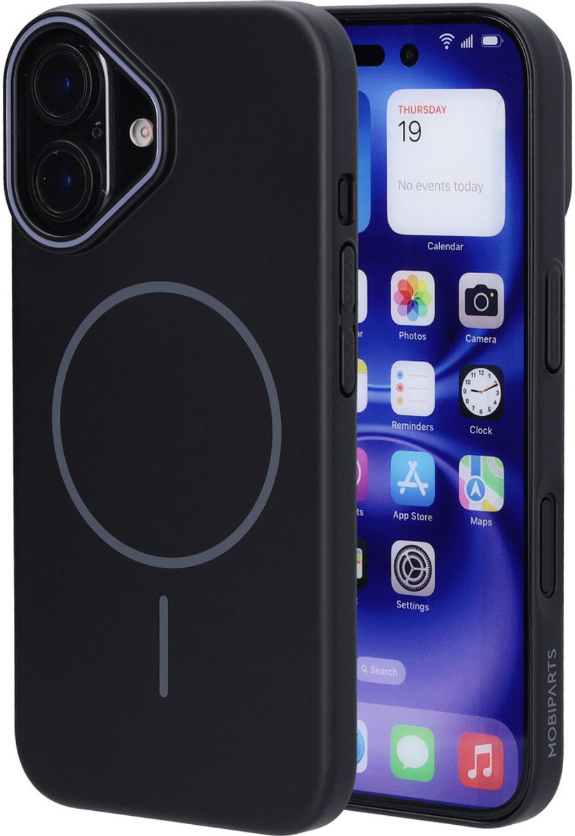 Mobiparts Slim Line Case geschikt voor Apple iPhone 16 - MagSafe Onyx - Zwart