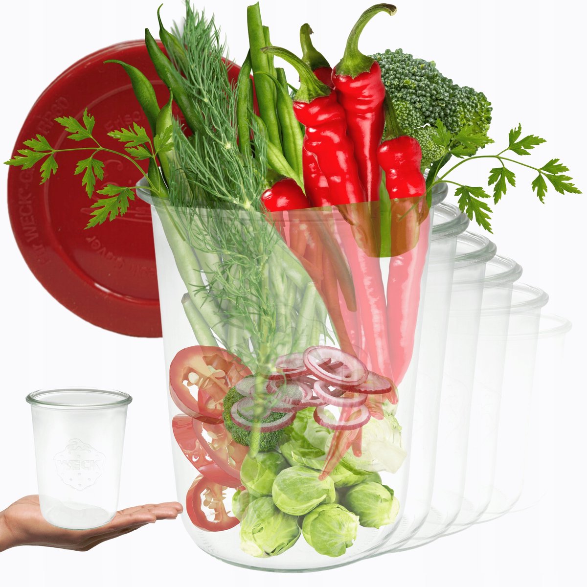 Weck Glazen Potten 850ml met Siliconen Deksel - Set van 6