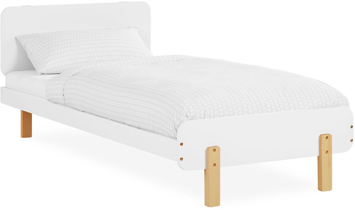 Homestyle4u Kinderbed - 90x200 cm - Houten bed - met lattenbodem - Wit